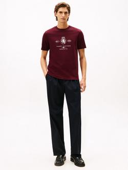 Tommy Hilfiger Cotton Blend Diamond Crest Short Sleeve Crew Neck T-Shirt - view 2, Deep Burgundy