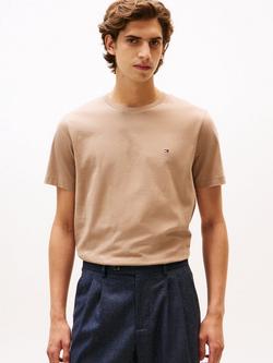 Tommy Hilfiger Flag Embroidery Crew Neck T-Shirt, Coastal Taupe