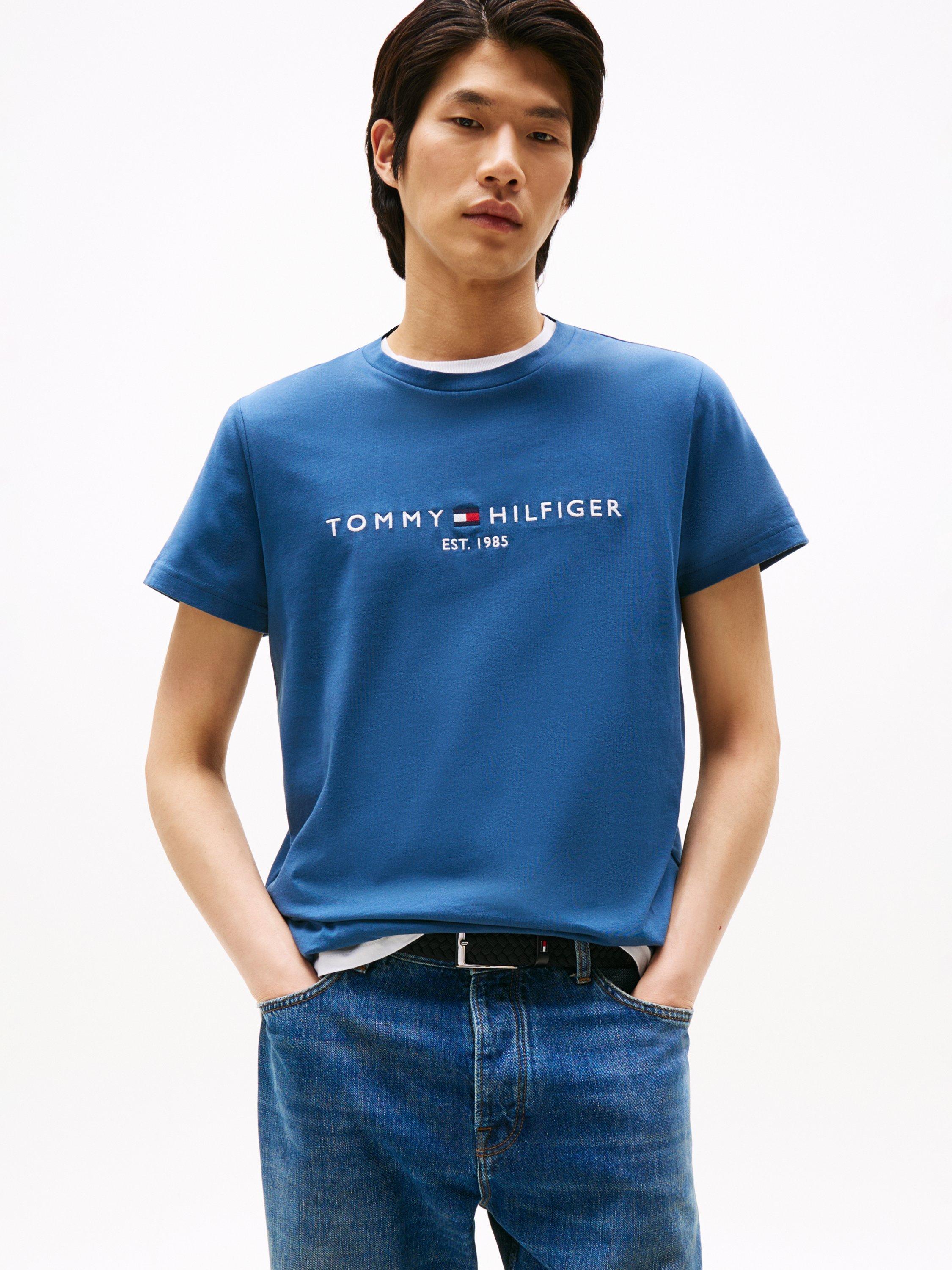 Product image 1 of 5, which shows Tommy Hilfiger Logo Cotton T-Shirt, Aegean Sea, M