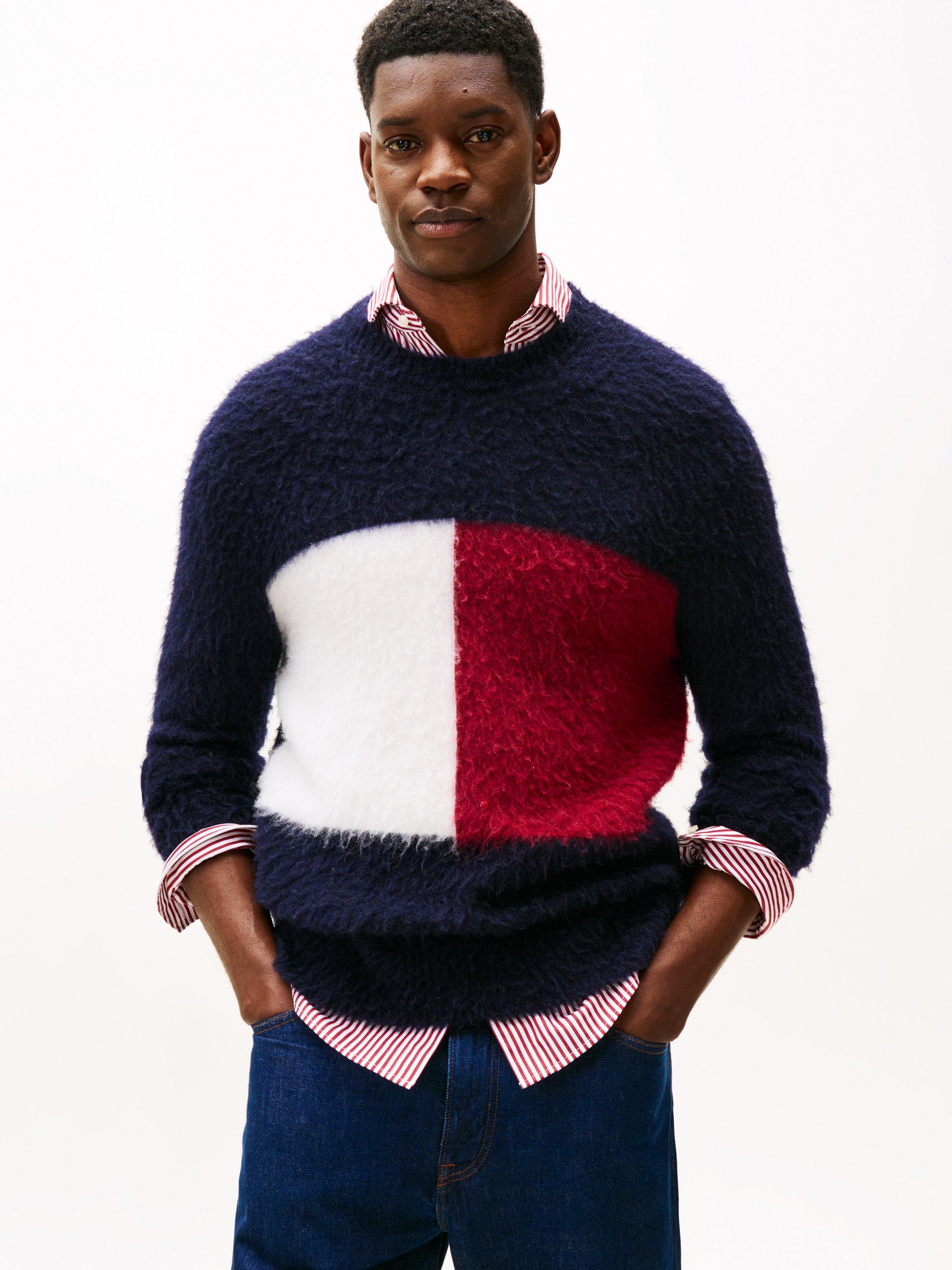 Product image 1 of 5, which shows Tommy Hilfiger Wool Blend Crew Neck Jumper, Desert Sky, XXL
