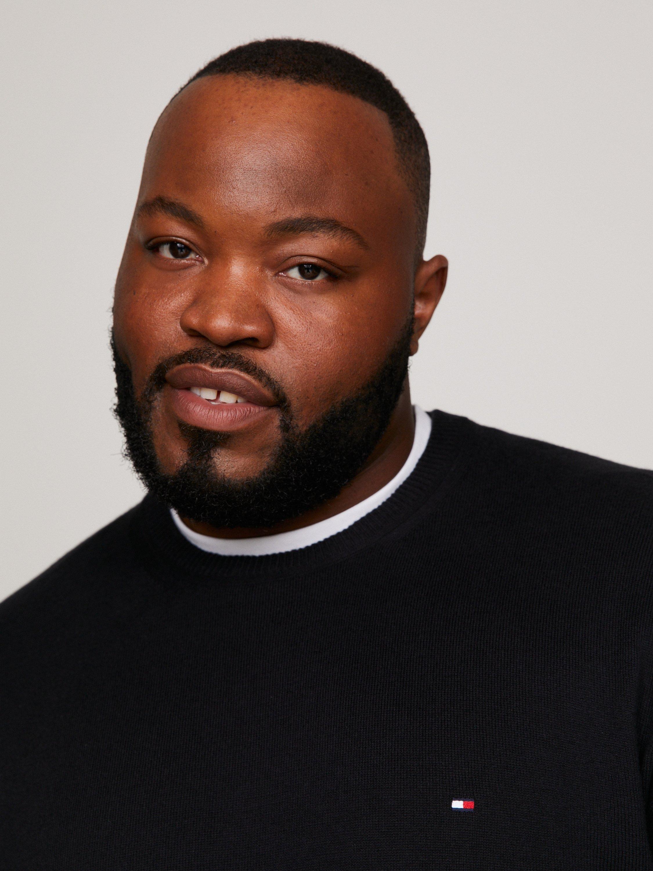 Product image 3 of 5, which shows Tommy Hilfiger Plus Cashmere Blend Flag Embroidery Jumper, Black, XXXL