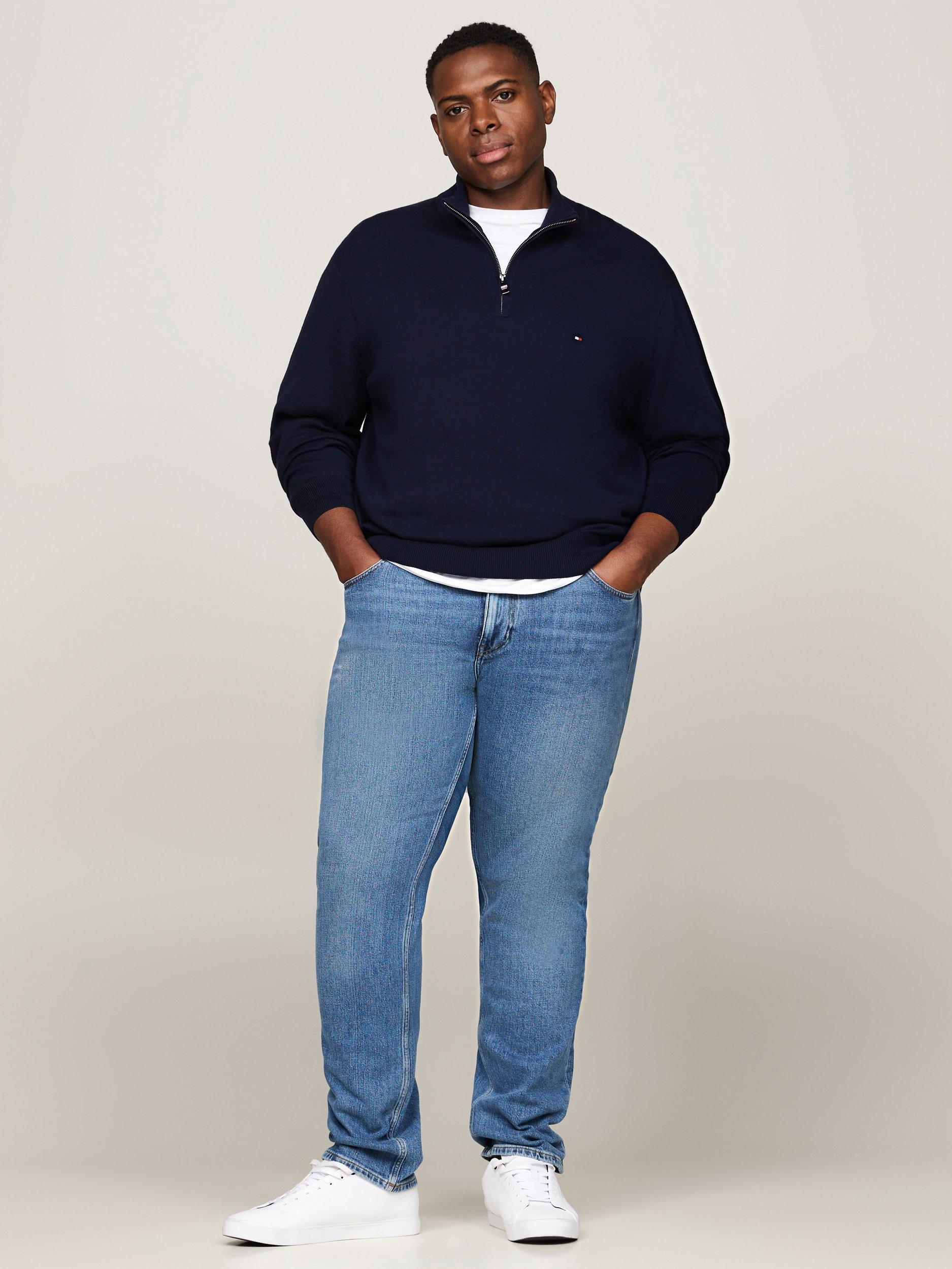 Product image 4 of 5, which shows Tommy Hilfiger Plus Half Zip Cotton Cashmere Blend Jumper, Desert Sky, XXXL