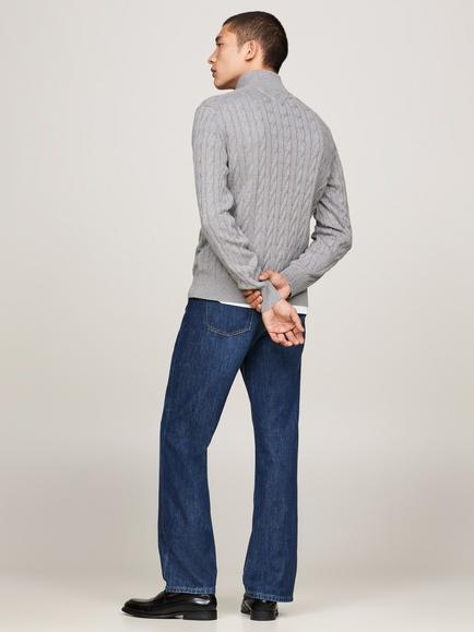 Tommy Hilfiger Cable Knit Half-Zip Jumper - view 2, Medium Grey Heather