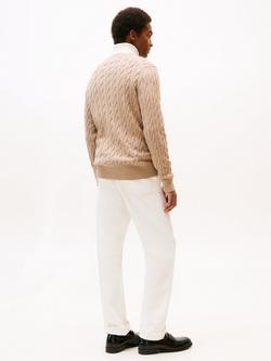 Tommy Hilfiger Flag Embroidery Cable Knit Jumper - view 2, Coastal Taupe