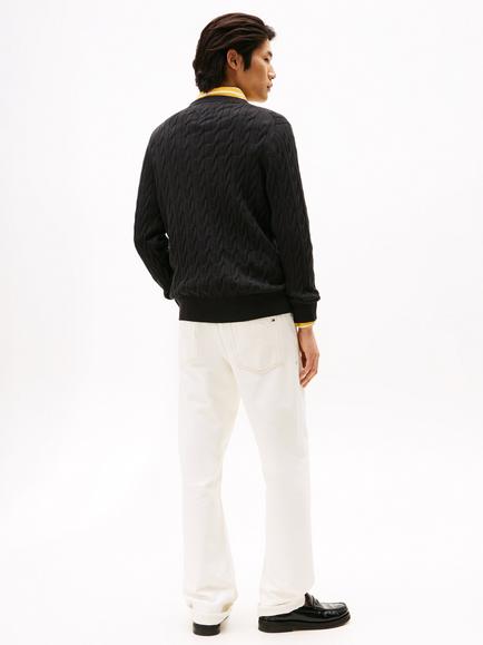 Tommy Hilfiger Flag Embroidery Cable Knit Jumper - view 2, Black