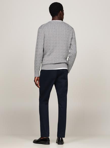 Tommy Hilfiger Classic Cable Knit Cotton Jumper - view 2, Medium Grey Heather