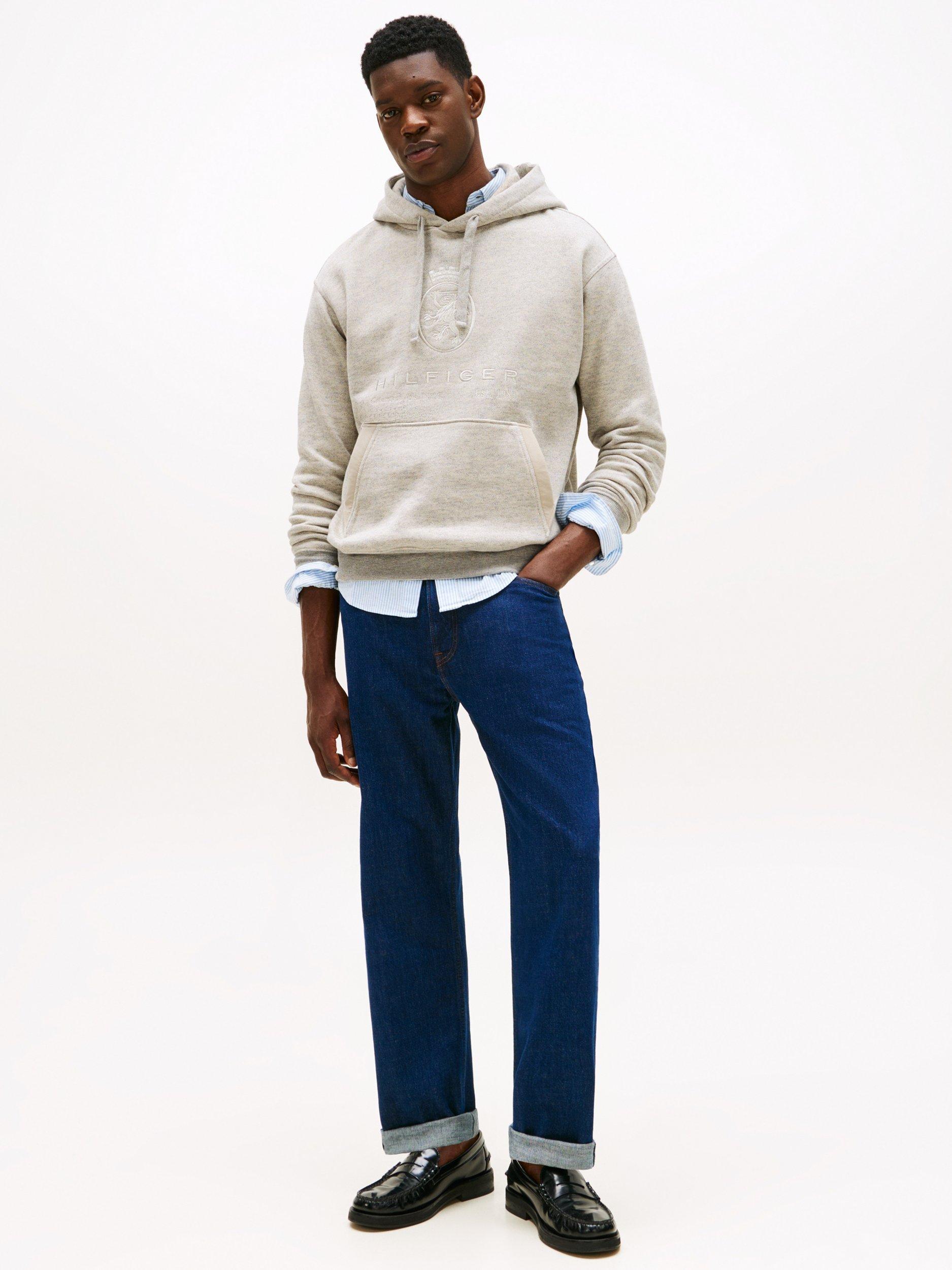 Product image 4 of 5, which shows Tommy Hilfiger Cotton Blend Crest Logo Hoodie, Grey Mar Heather, M