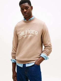Tommy Hilfiger Arched Logo Cotton Sweatshirt, Coastal Taupe