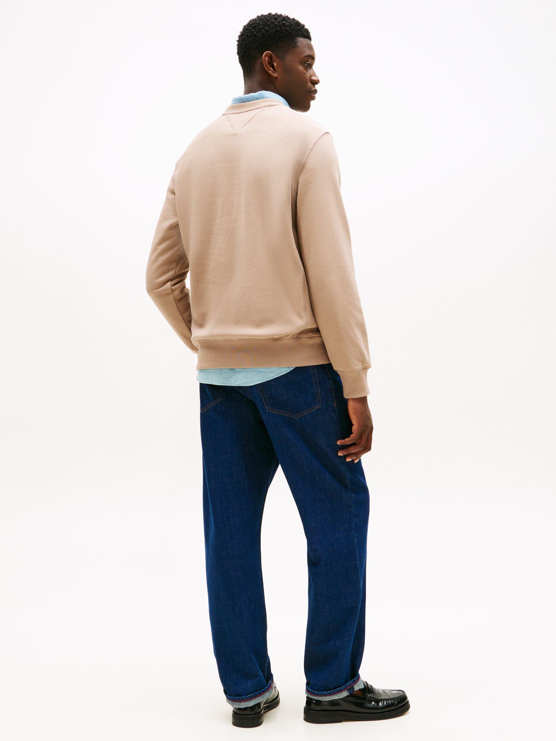 Product image 2 of 5, which shows Tommy Hilfiger Arched Logo Cotton Sweatshirt, Coastal Taupe, XS