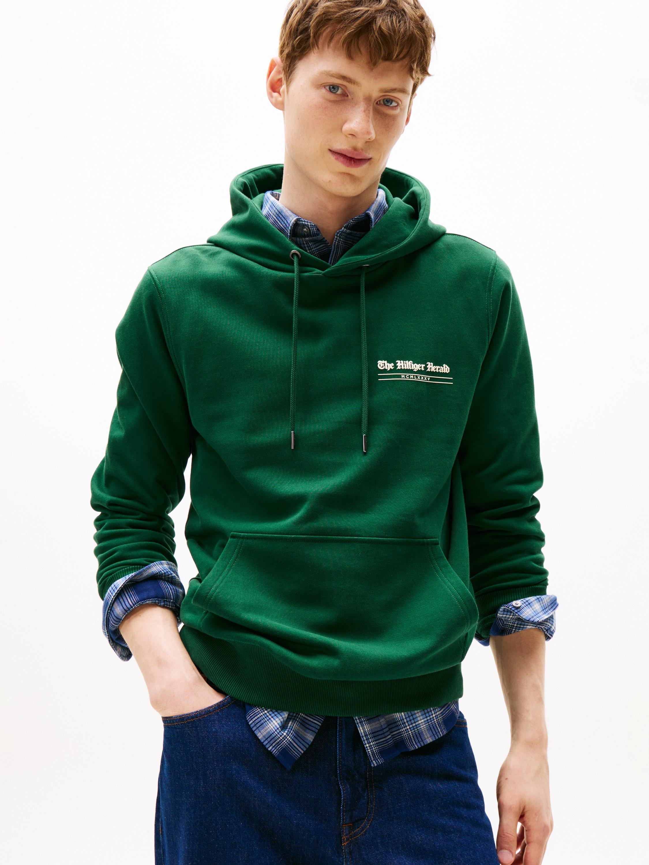 Product image 1 of 5, which shows Tommy Hilfiger Herald Cotton Hoodie, Ornamental Green, M