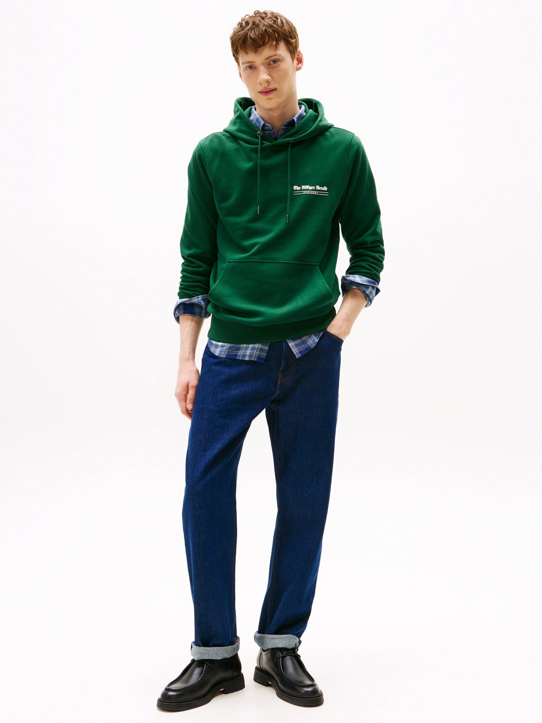 Product image 3 of 5, which shows Tommy Hilfiger Herald Cotton Hoodie, Ornamental Green, M