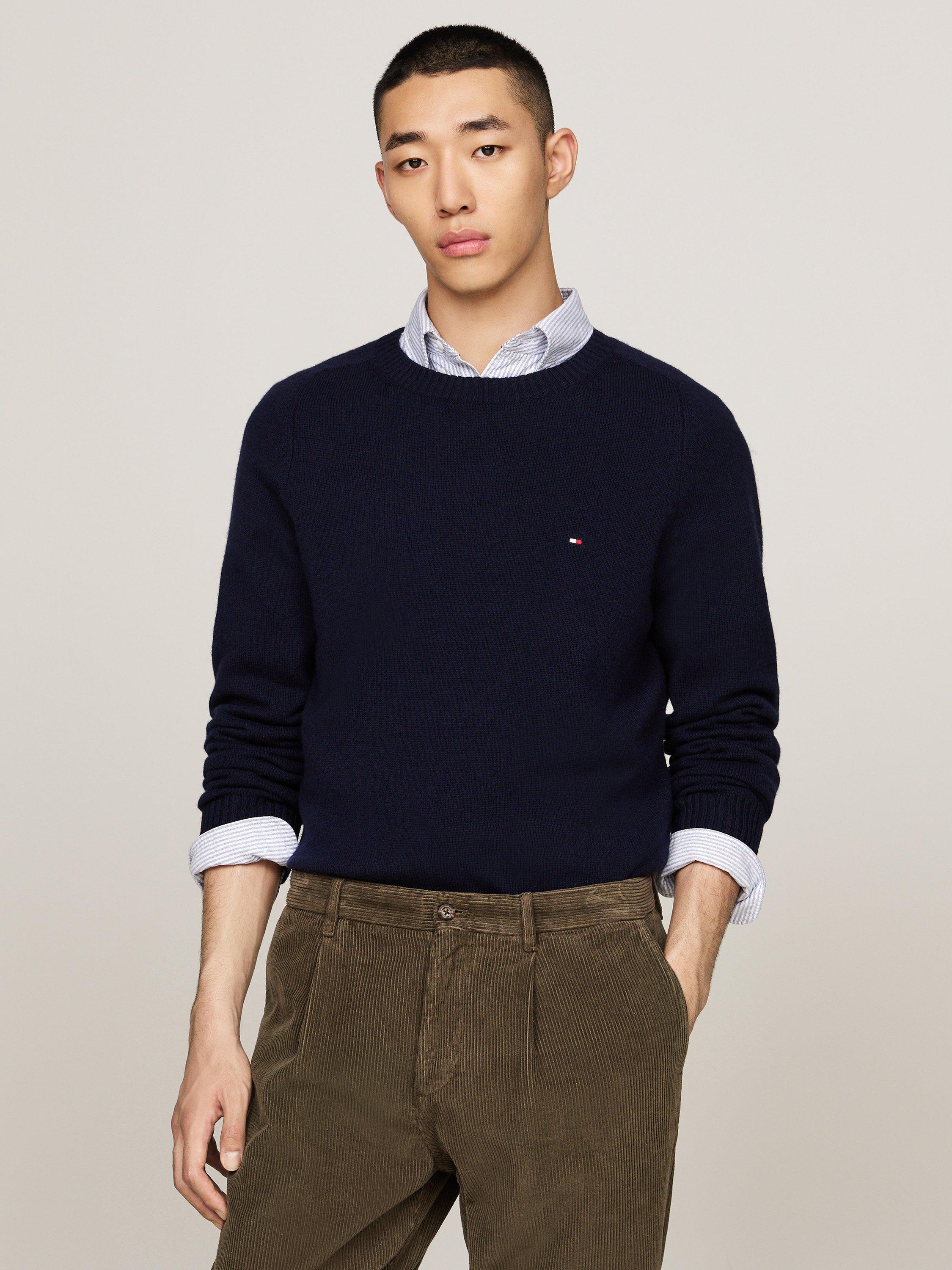 Product image 1 of 6, which shows Tommy Hilfiger Wool Crew Neck Jumper, Desert Sky, S