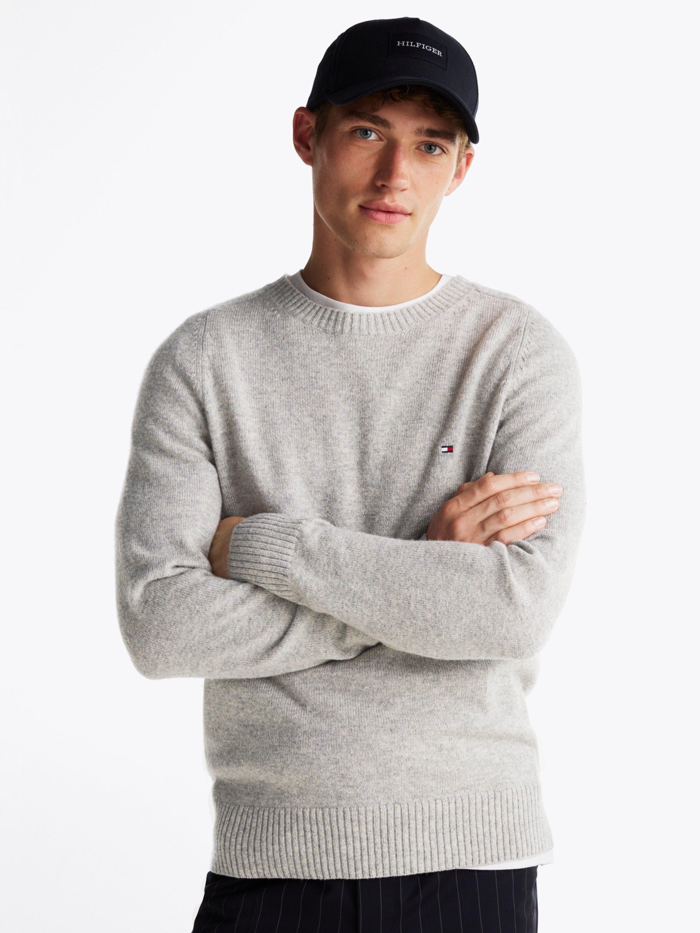 Product image 1 of 6, which shows Tommy Hilfiger Wool Crew Neck Jumper, Light Grey, XS