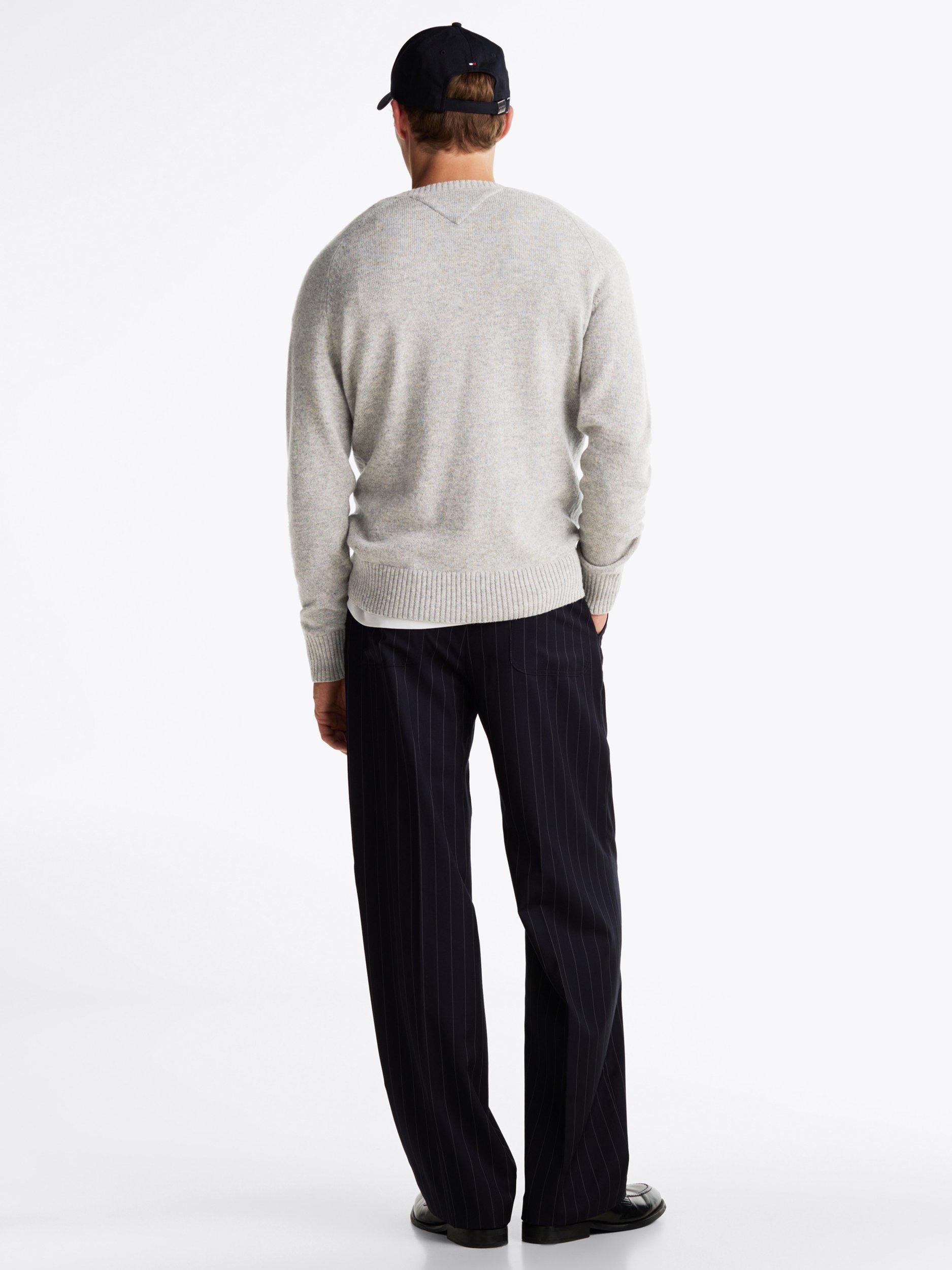 Product image 2 of 6, which shows Tommy Hilfiger Wool Crew Neck Jumper, Light Grey, XS
