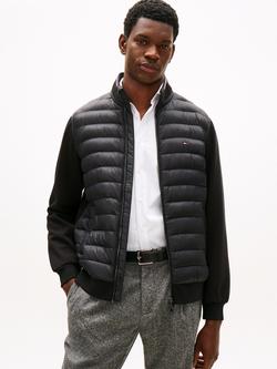 Tommy Hilfiger Mix Media Quilted Zip Front Cotton Blend Jumper, Black