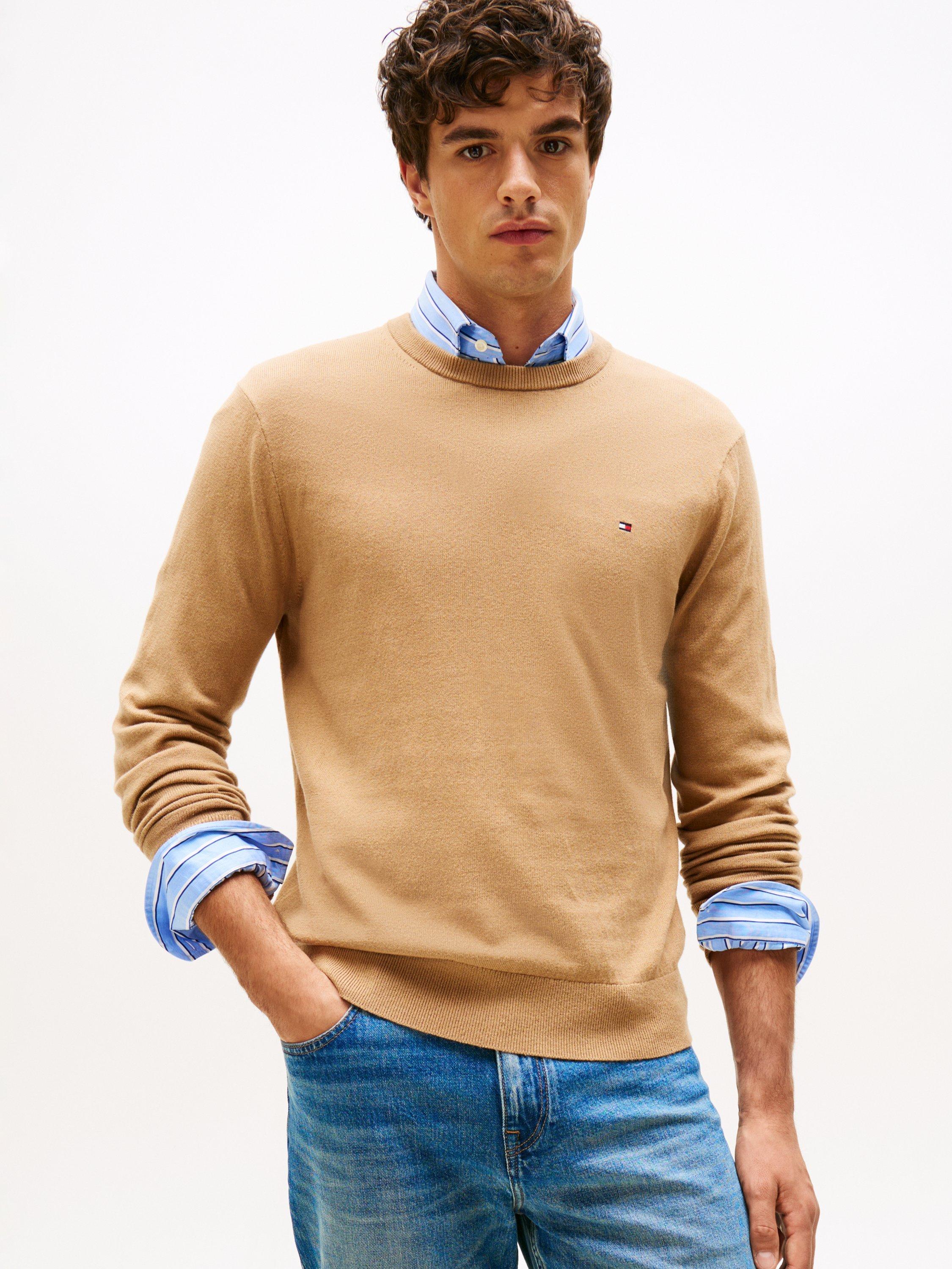 Product image 1 of 5, which shows Tommy Hilfiger Cashmere Blend Crew Neck Jumper, Timeless Camel, XL