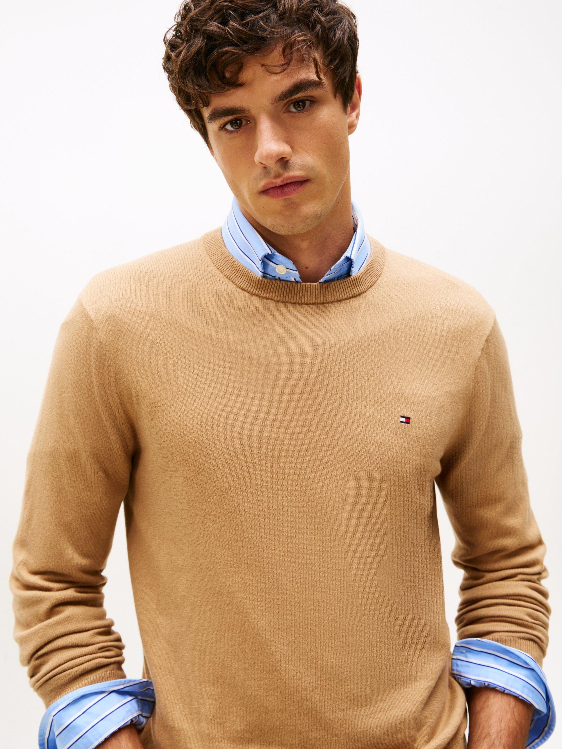 Product image 2 of 5, which shows Tommy Hilfiger Cashmere Blend Crew Neck Jumper, Timeless Camel, XL