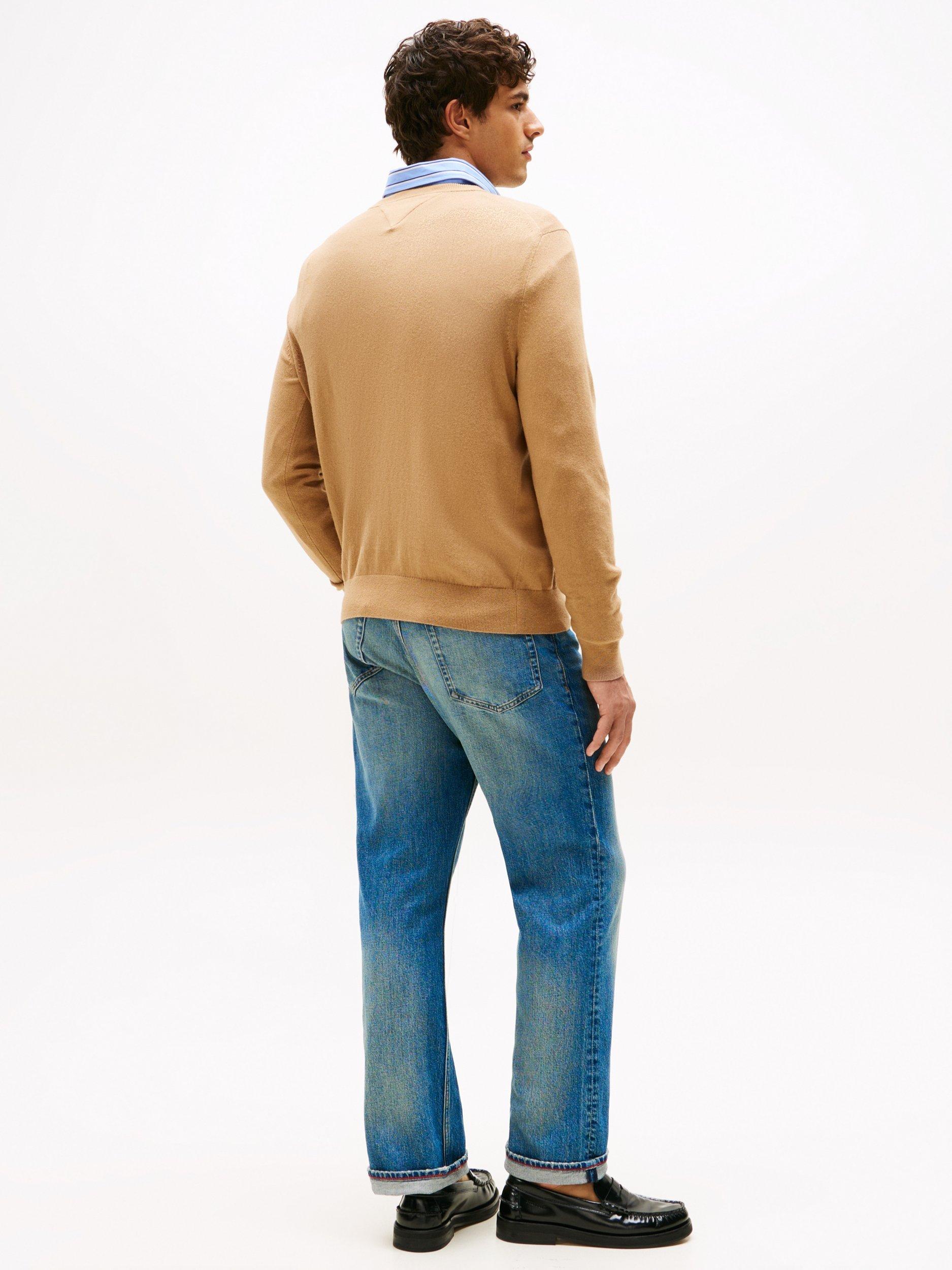 Product image 3 of 5, which shows Tommy Hilfiger Cashmere Blend Crew Neck Jumper, Timeless Camel, XL