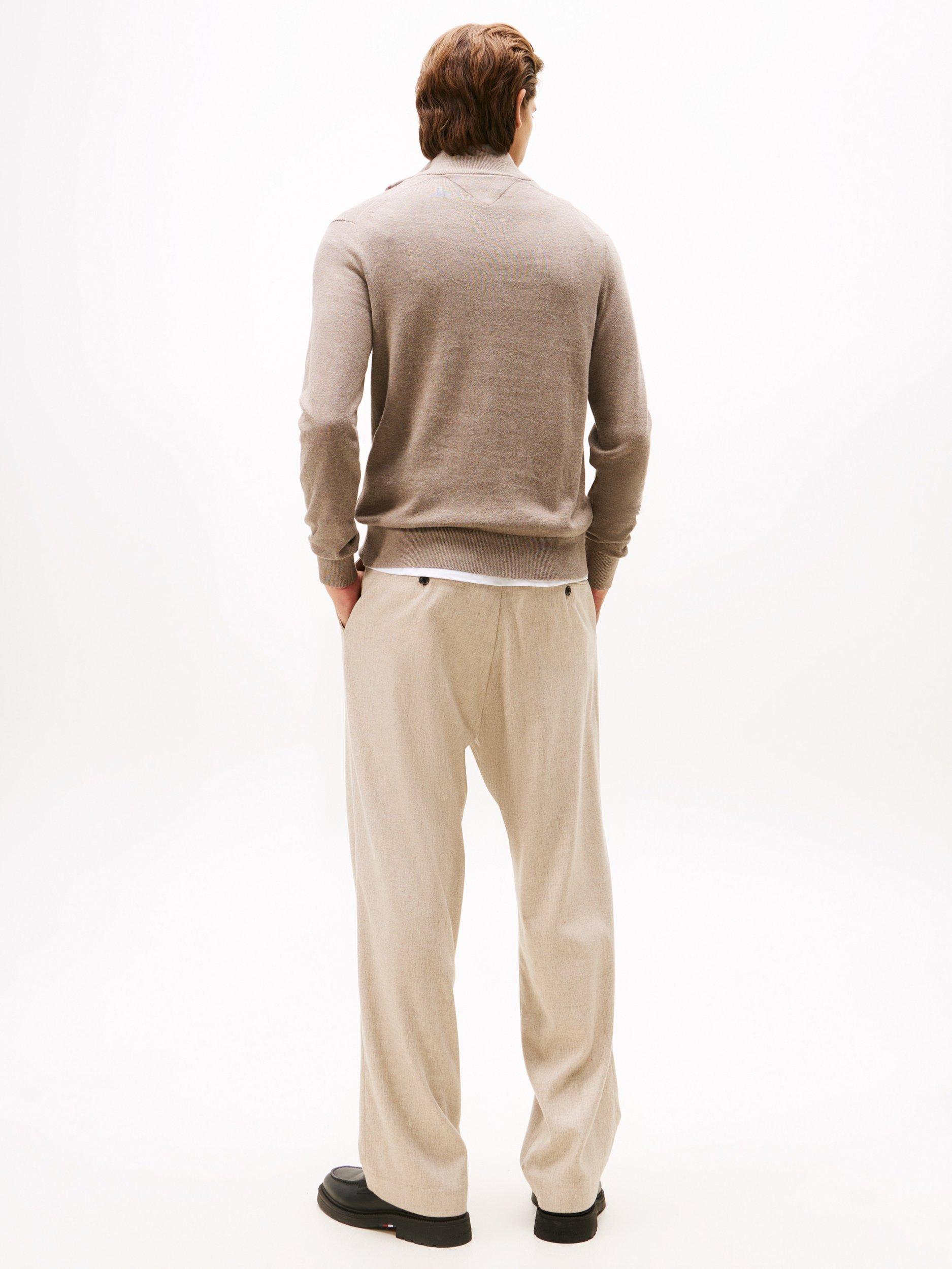 Product image 3 of 5, which shows Tommy Hilfiger Cashmere Blend Half-Zip Jumper, Taupe, XS