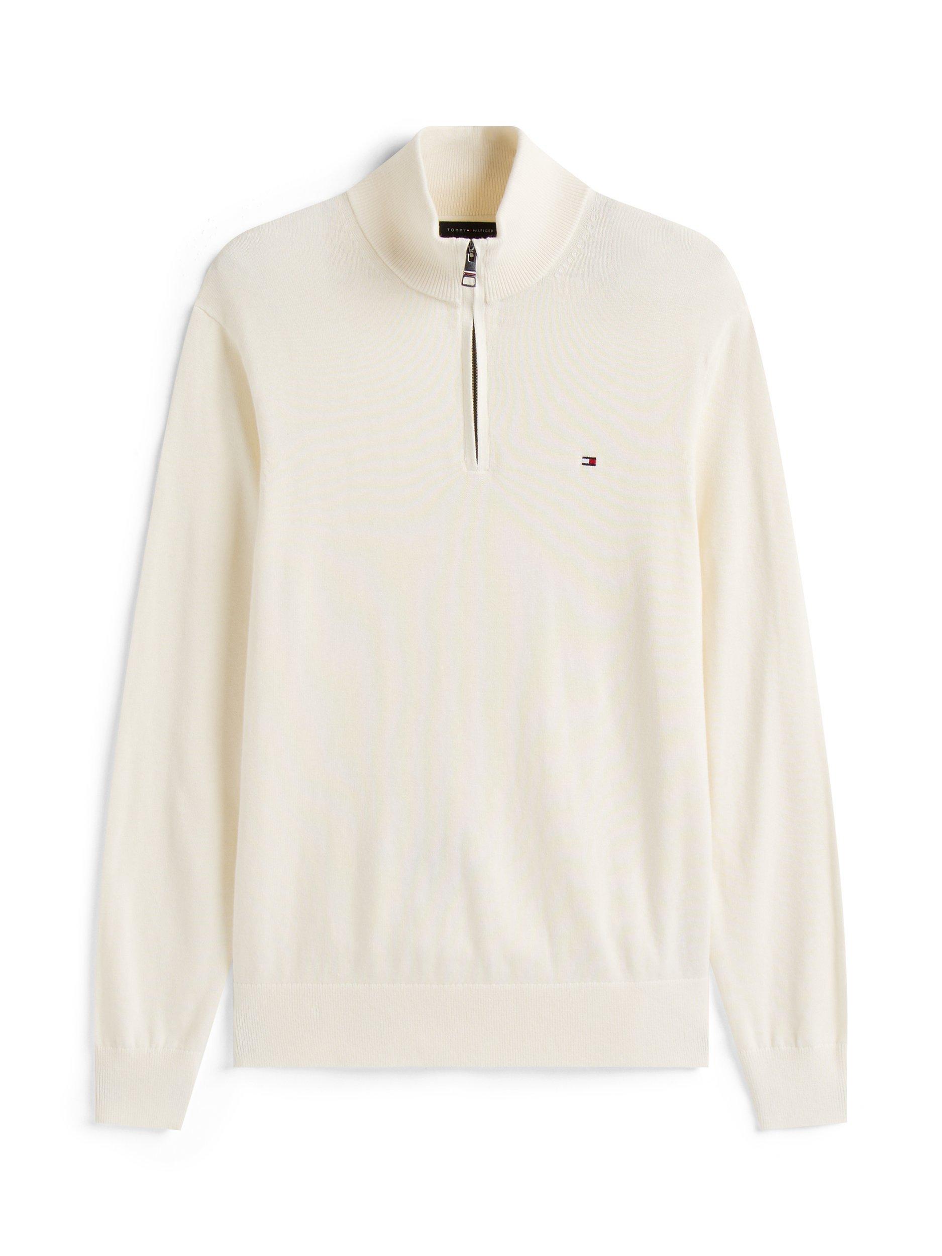 Product image 2 of 5, which shows Tommy Hilfiger Cashmere Blend Half-Zip Jumper, Ivory Petal, XS