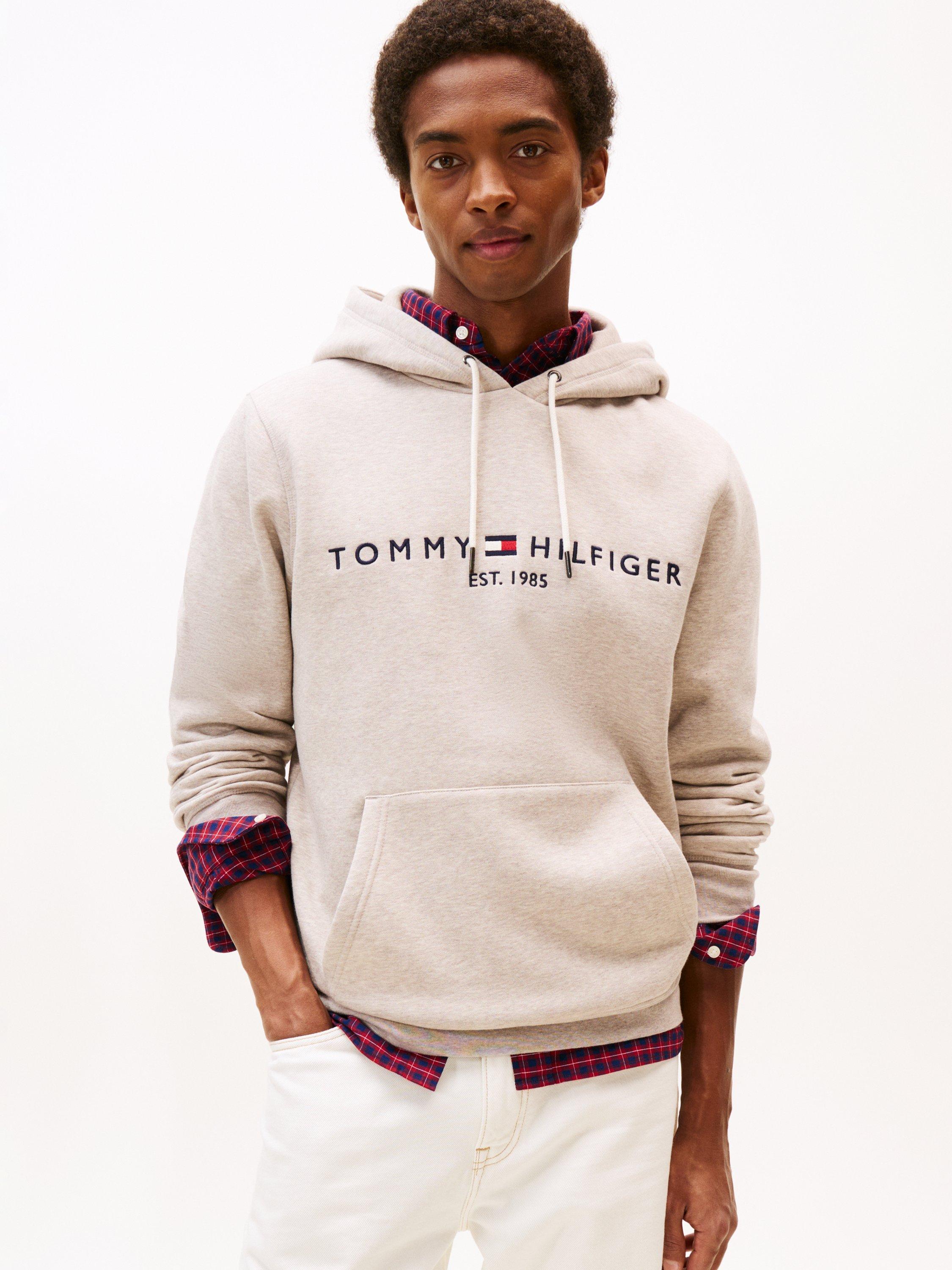 Product image 1 of 5, which shows Tommy Hilfiger Fleece Drawstring Hoodie, Pebble, M