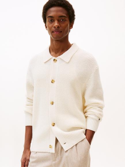 Tommy Hilfiger Smart Casual Lambswool Blend Cardigan, Ivory Petal