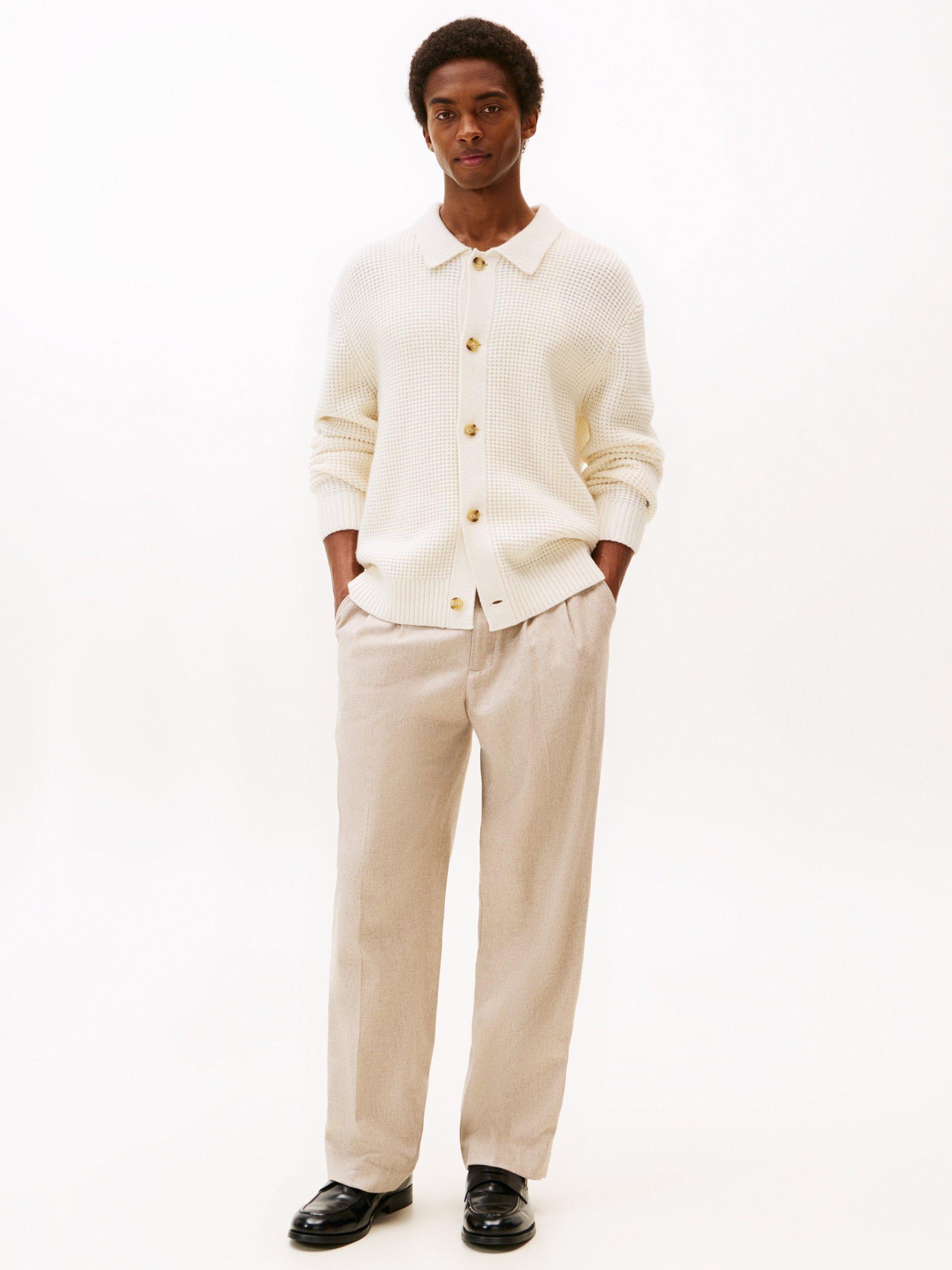 Product image 3 of 5, which shows Tommy Hilfiger Smart Casual Lambswool Blend Cardigan, Ivory Petal, XS
