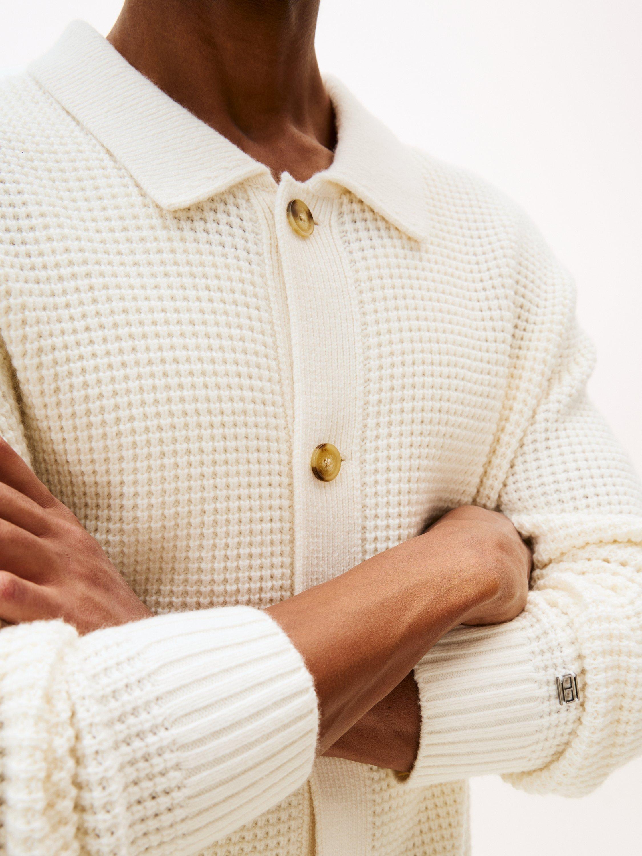 Product image 4 of 5, which shows Tommy Hilfiger Smart Casual Lambswool Blend Cardigan, Ivory Petal, XS