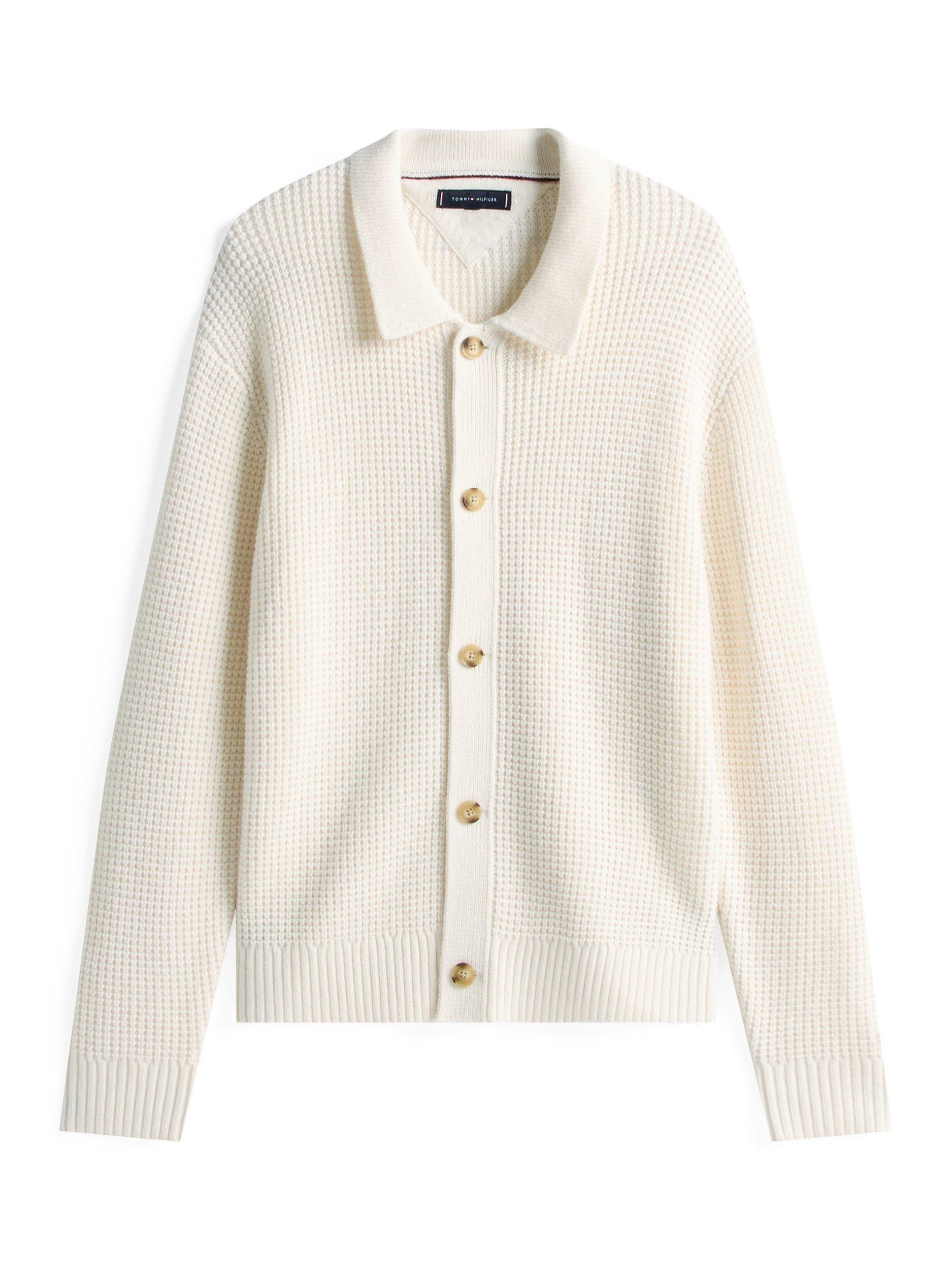 Product image 5 of 5, which shows Tommy Hilfiger Smart Casual Lambswool Blend Cardigan, Ivory Petal, XS
