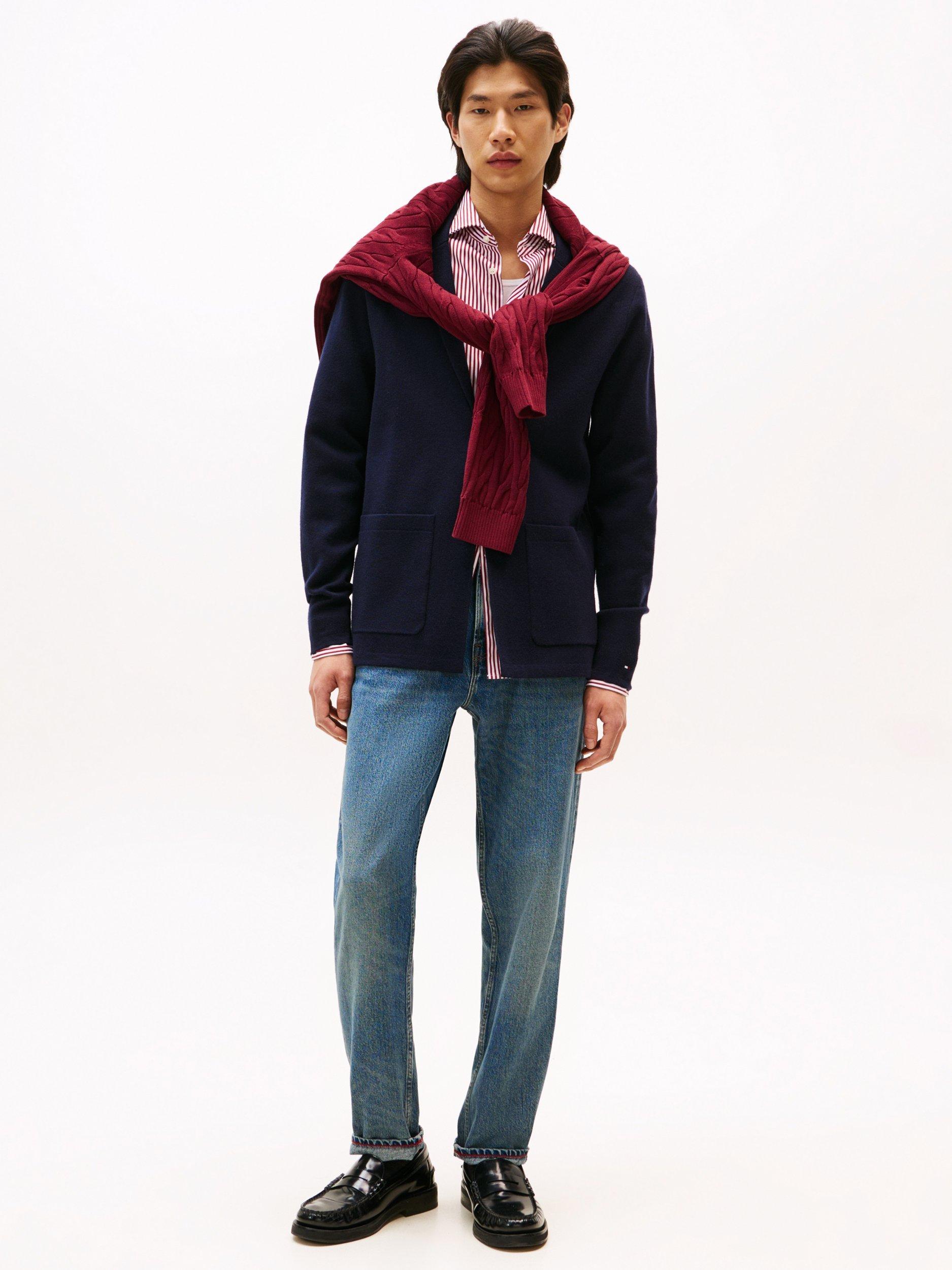 Product image 2 of 5, which shows Tommy Hilfiger Wool Blend Collar Cardigan, Desert Sky, XS