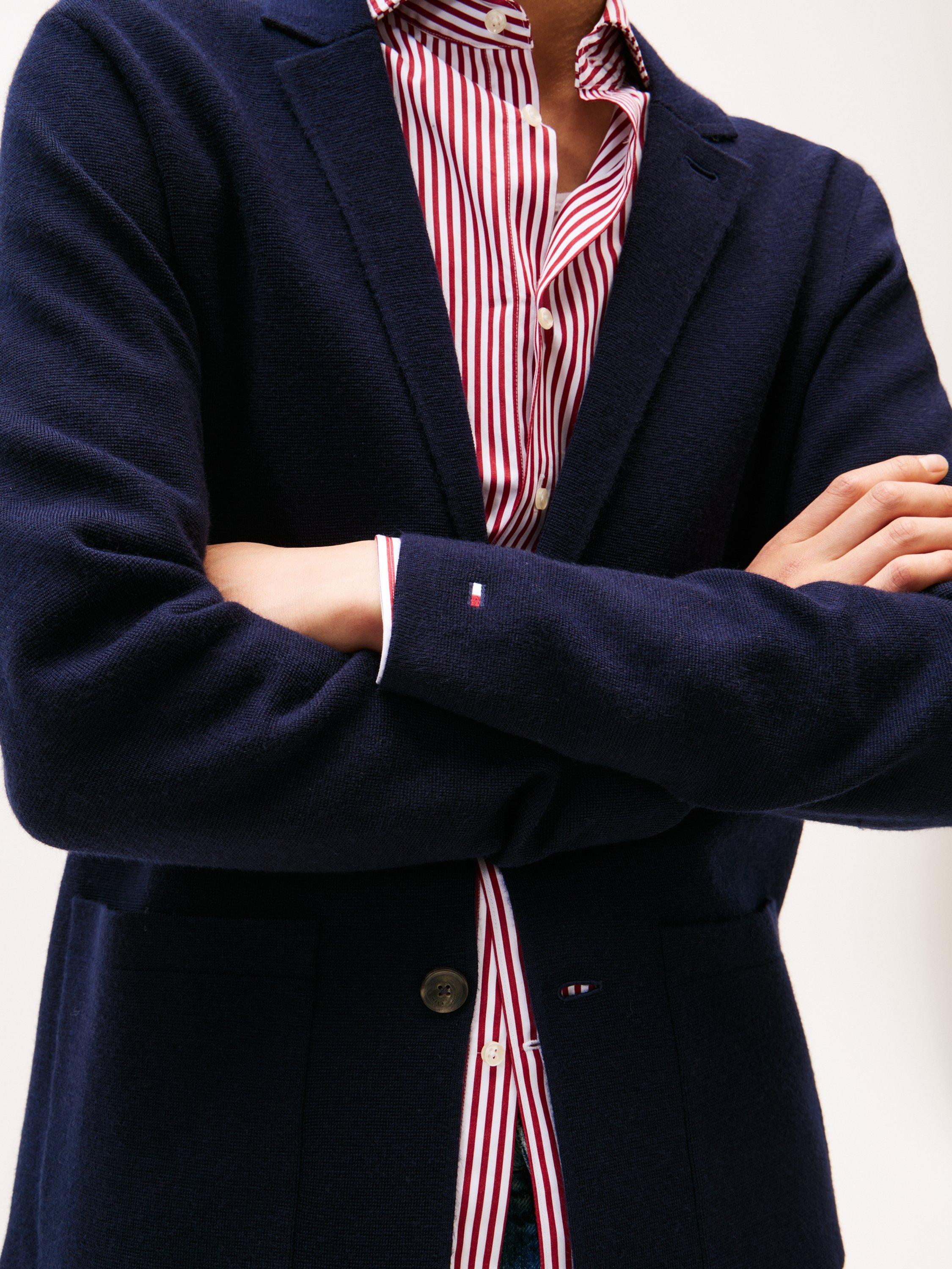 Product image 4 of 5, which shows Tommy Hilfiger Wool Blend Collar Cardigan, Desert Sky, XS