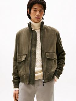 Tommy Hilfiger Suede Bomber Jacket, Mountain Spruce, Mountain Spruce