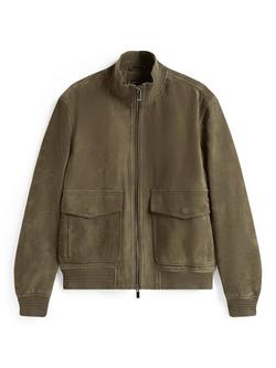 Tommy Hilfiger Suede Bomber Jacket, Mountain Spruce - view 2, Mountain Spruce