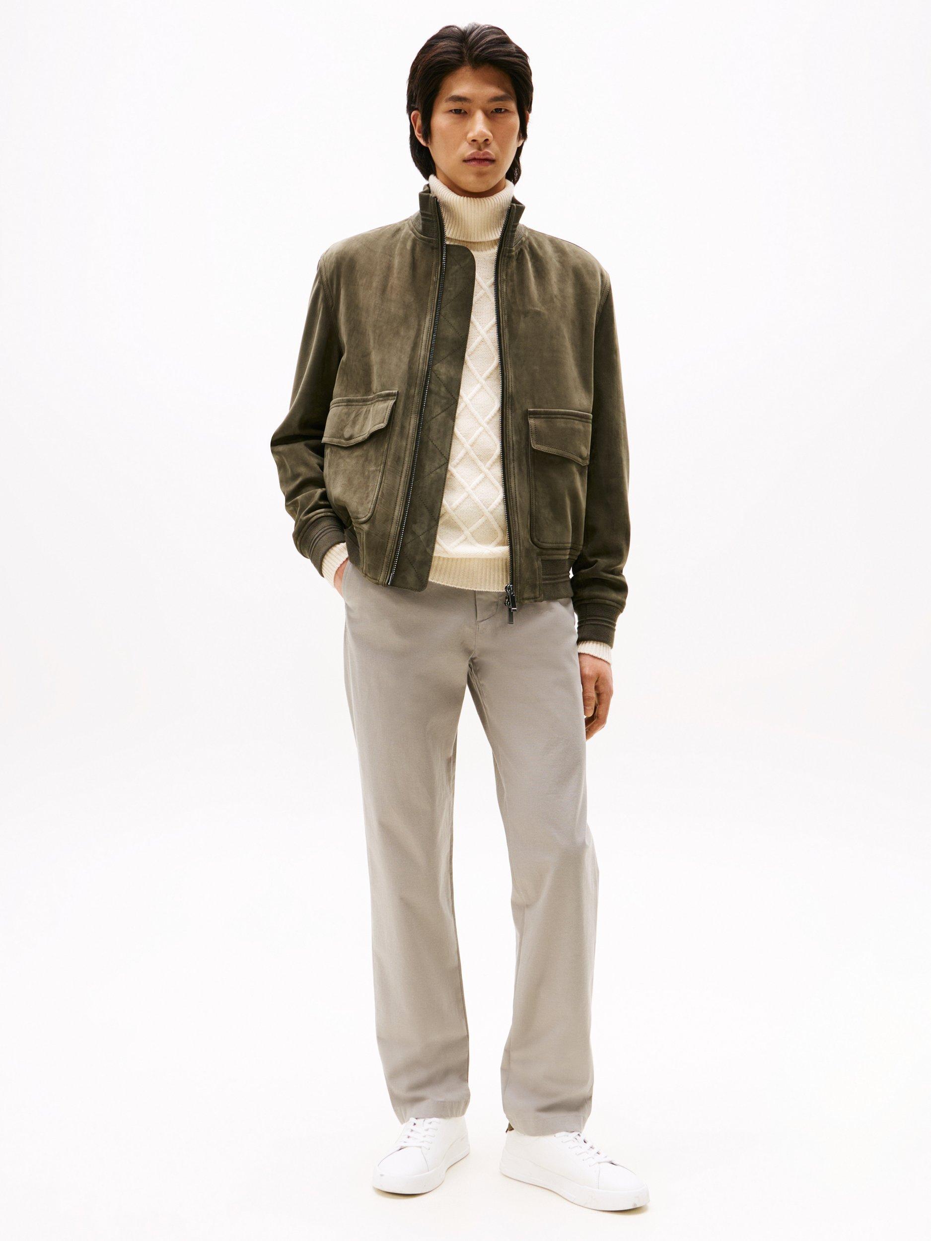 Product image 4 of 5, which shows Tommy Hilfiger Suede Bomber Jacket, Mountain Spruce, M