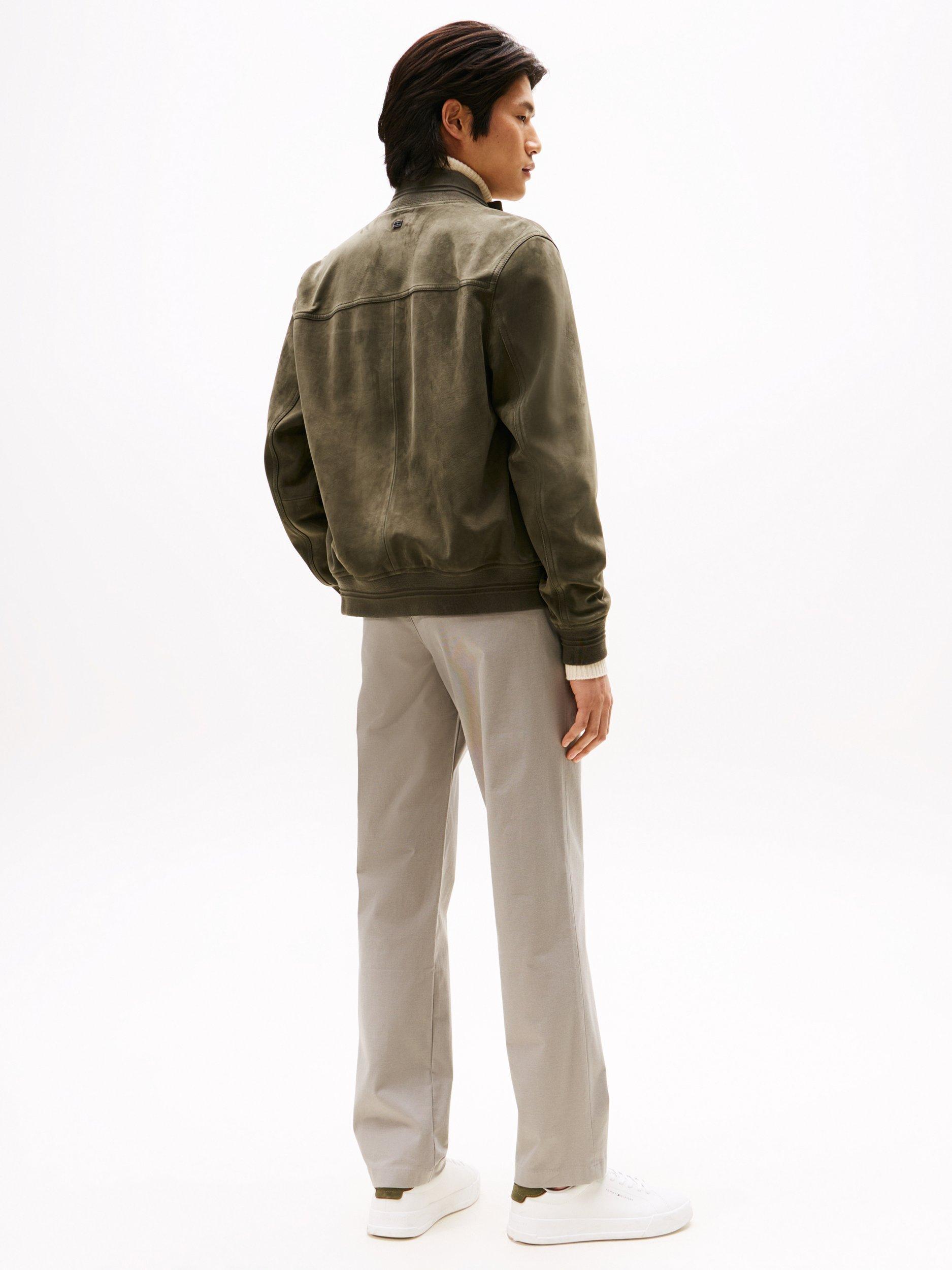 Product image 5 of 5, which shows Tommy Hilfiger Suede Bomber Jacket, Mountain Spruce, M