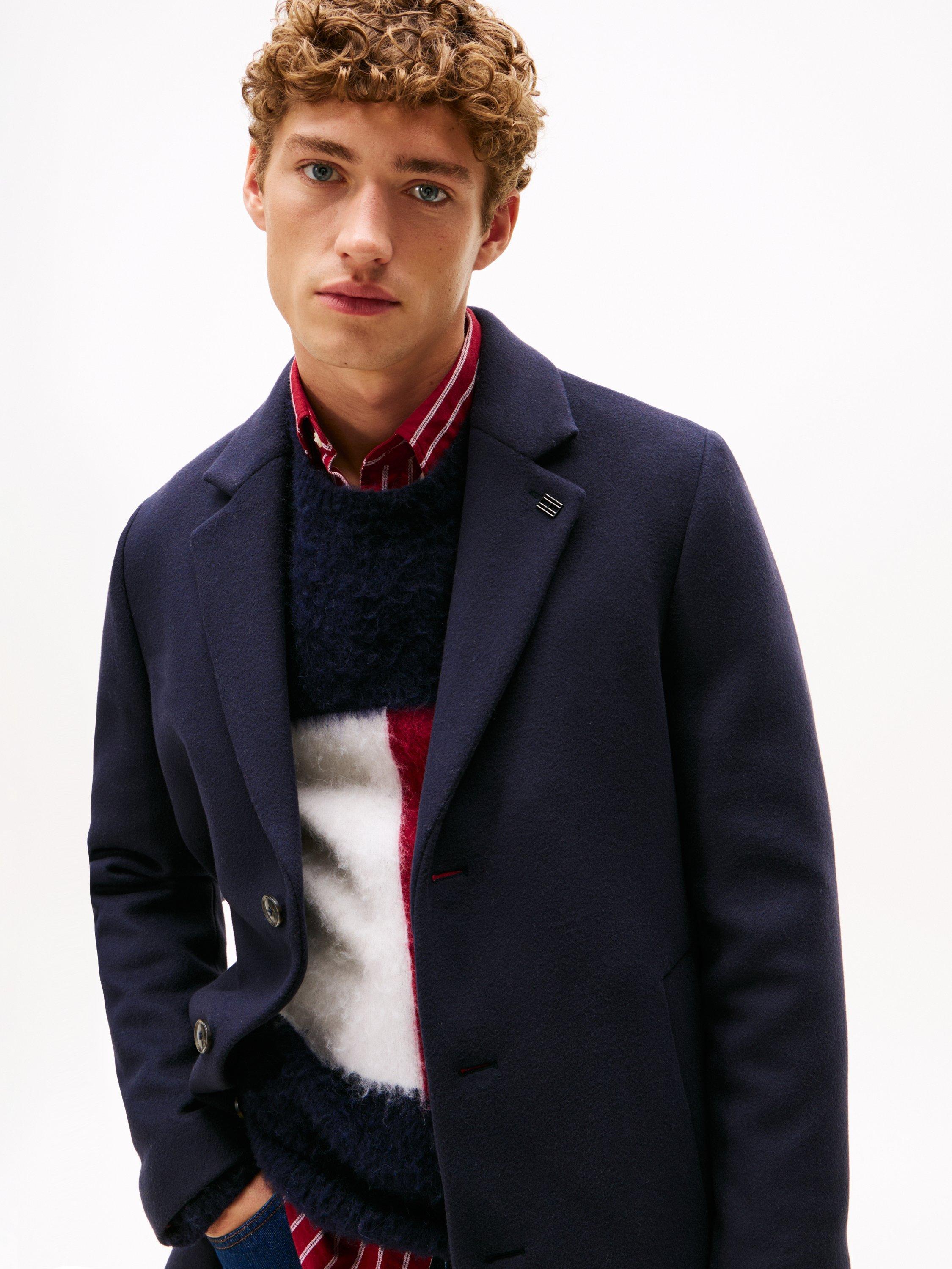 Product image 2 of 5, which shows Tommy Hilfiger Wool Blend Overcoat, Desert Sky, XXL