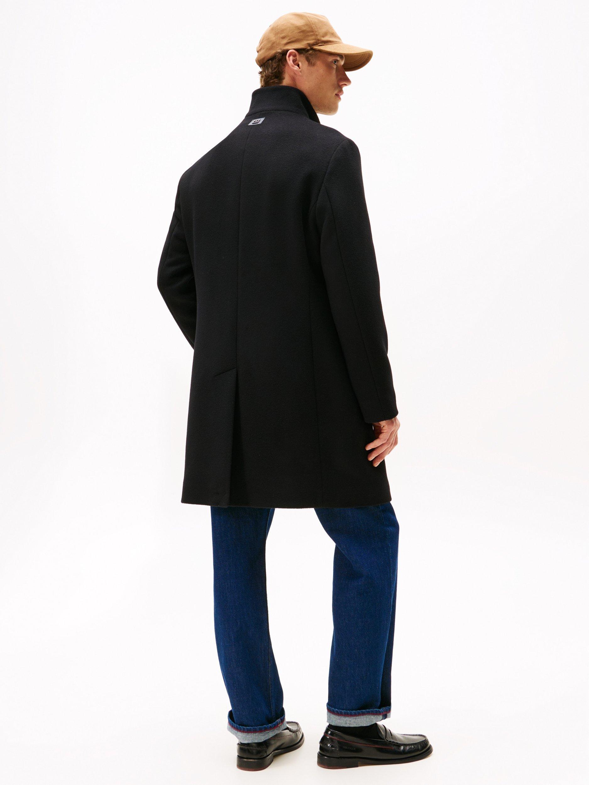 Product image 5 of 5, which shows Tommy Hilfiger Wool Blend Overcoat, Black, M