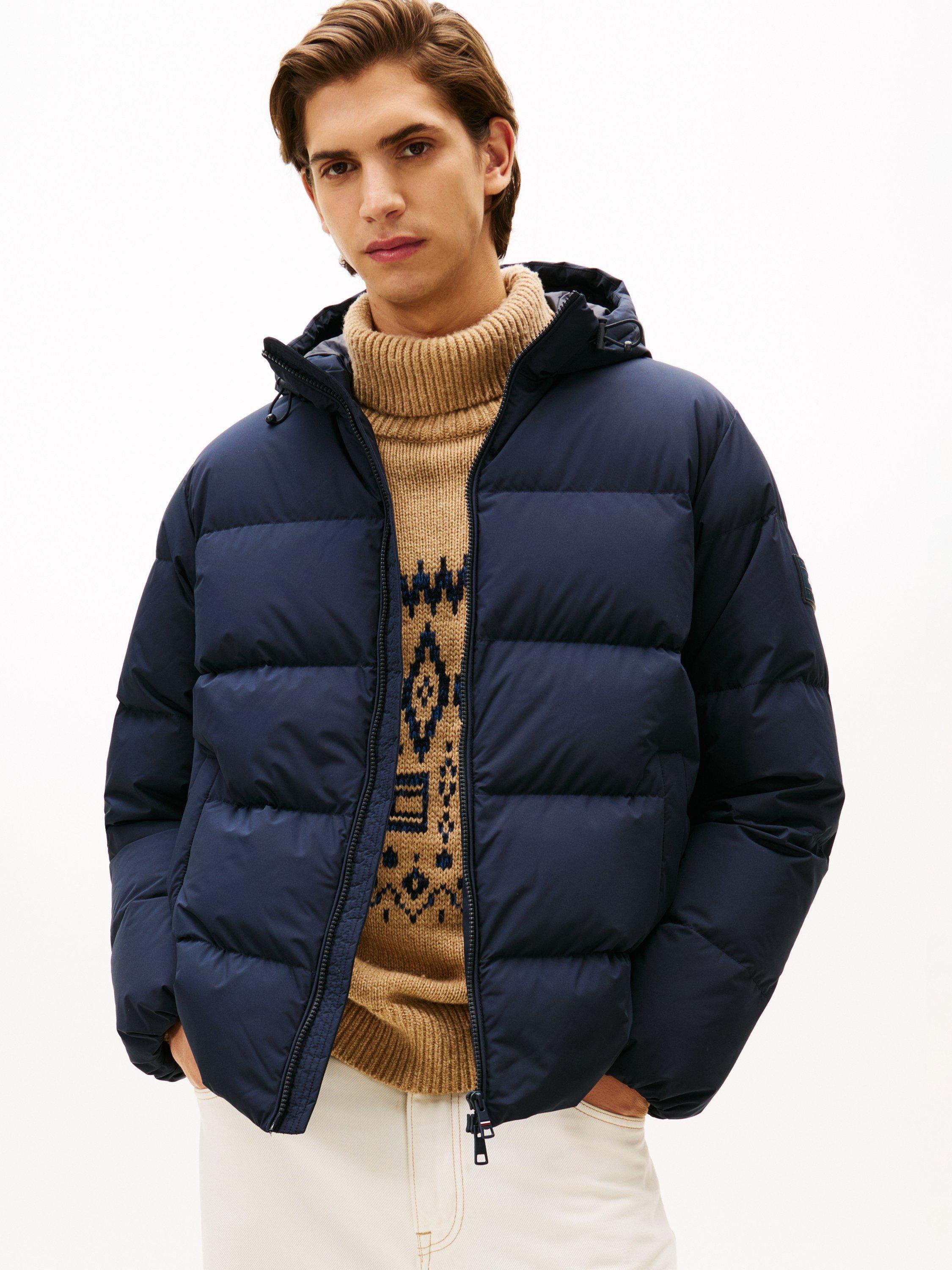 Product image 1 of 5, which shows Tommy Hilfiger Water Repellent Down Hooded Puffer Jacket, Desert Sky, XXXL