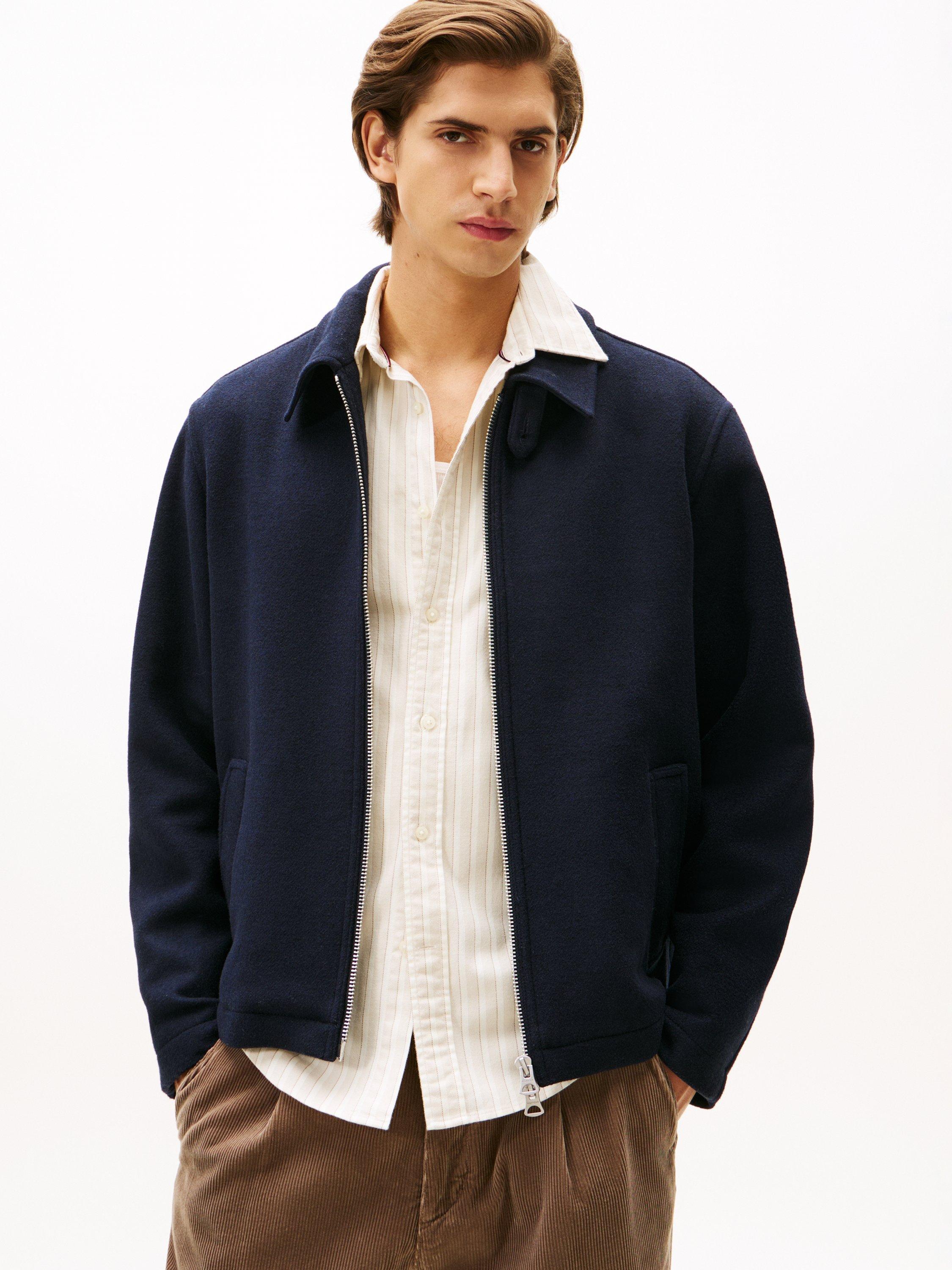 Product image 1 of 5, which shows Tommy Hilfiger Wool Blend Harrington Jacket, Desert Sky, S