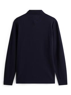 Tommy Hilfiger Adaptive Cotton Blend Long Sleeve Polo Shirt, Desert Sky - view 2, Desert Sky
