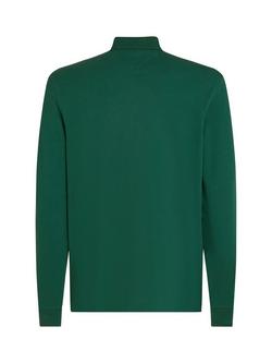 Tommy Hilfiger Cotton Blend Long Sleeve Polo Shirt - view 2, Ornamental Green
