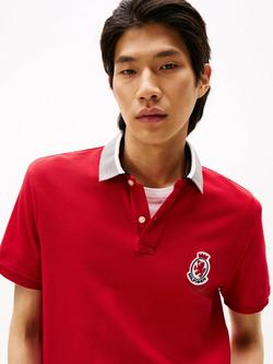 Tommy Hilfiger Cotton Herringbone Short Sleeve Polo Shirt - view 2, Medium Red
