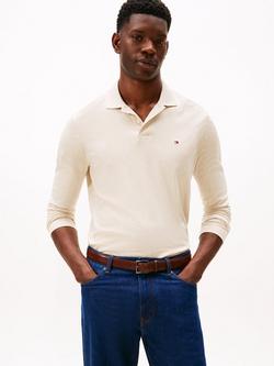 Tommy Hilfiger Regular Fit Long Sleeve Polo Shirt, Heathered Oatmilk