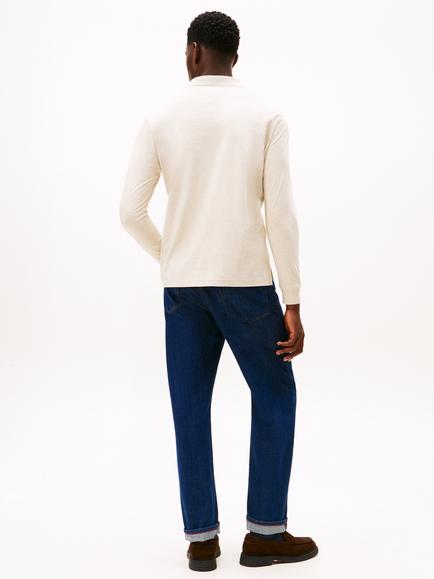 Tommy Hilfiger Regular Fit Long Sleeve Polo Shirt - view 2, Heathered Oatmilk