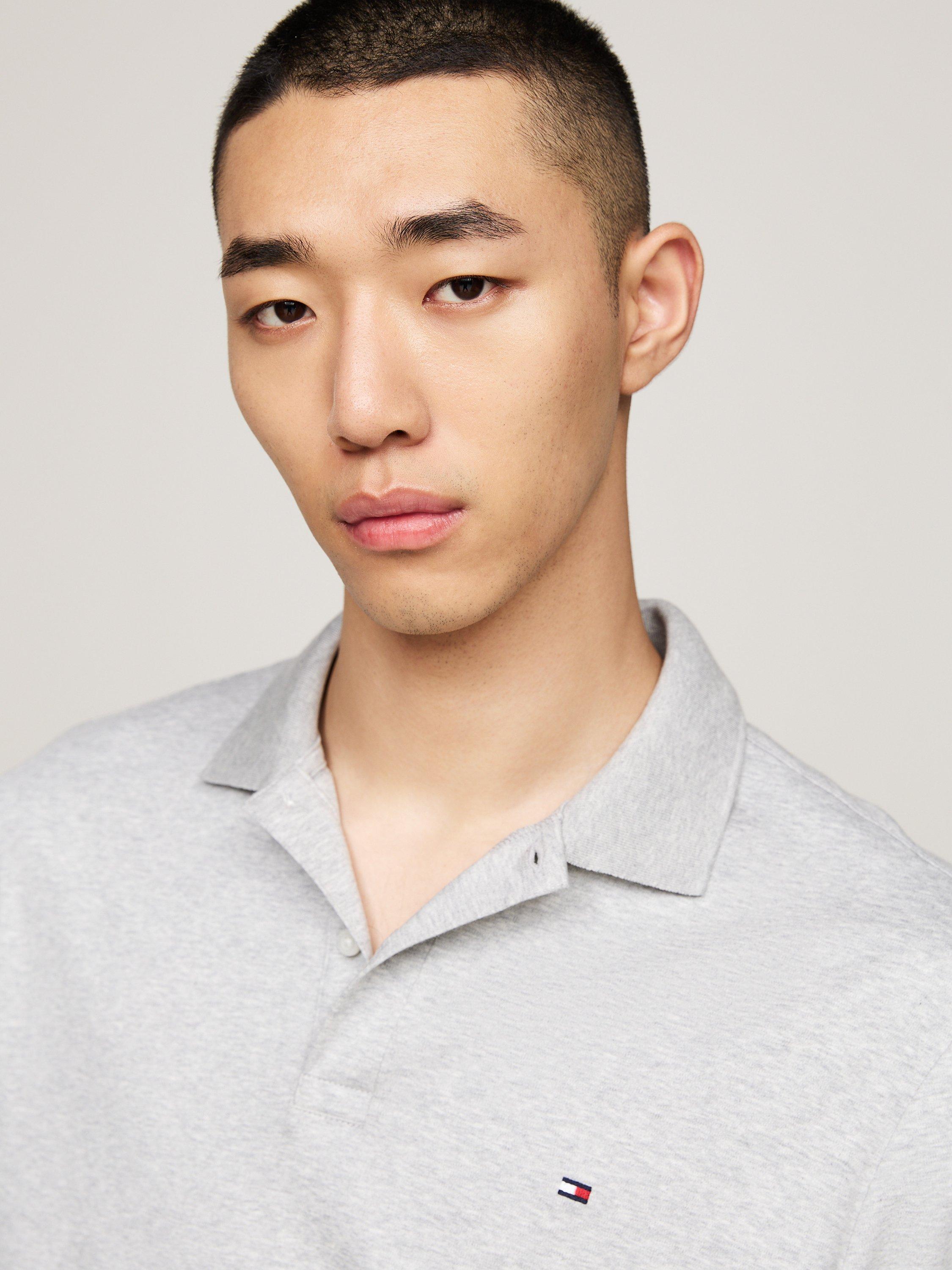 Product image 3 of 5, which shows Tommy Hilfiger Regular Fit Long Sleeve Polo Shirt, Light Grey, S