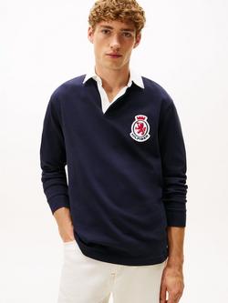 Tommy Hilfiger Cotton Long Sleeve Rugby Polo Shirt, Desert Sky