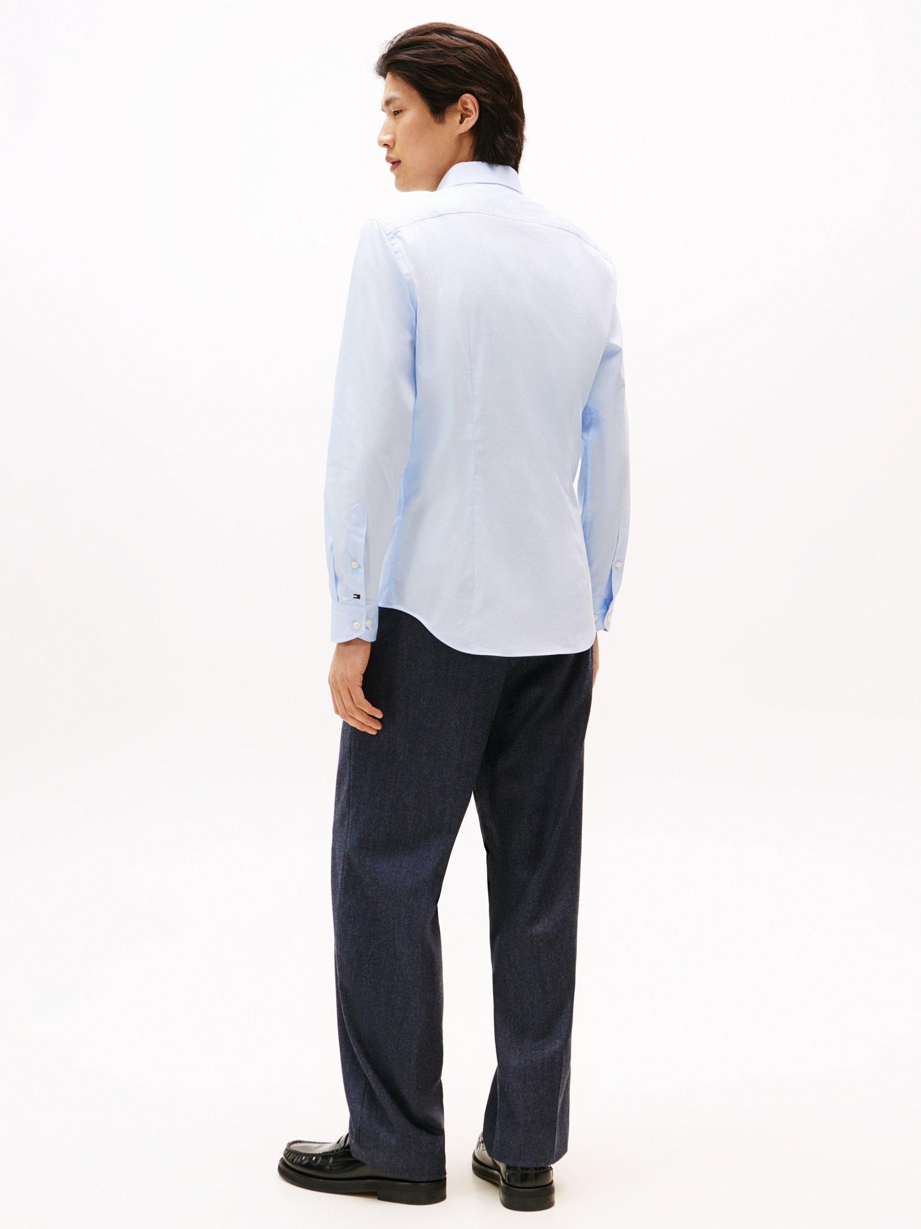Product image 2 of 5, which shows Tommy Hilfiger Cotton Blend Flex Slim Fit Shirt, Sweet Blue, M