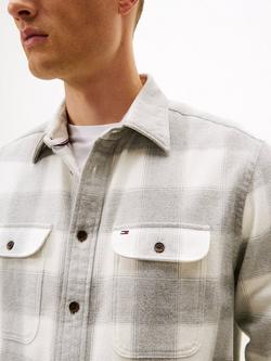 Tommy Hilfiger Cotton Check Flannel Overshirt - view 2, Grey