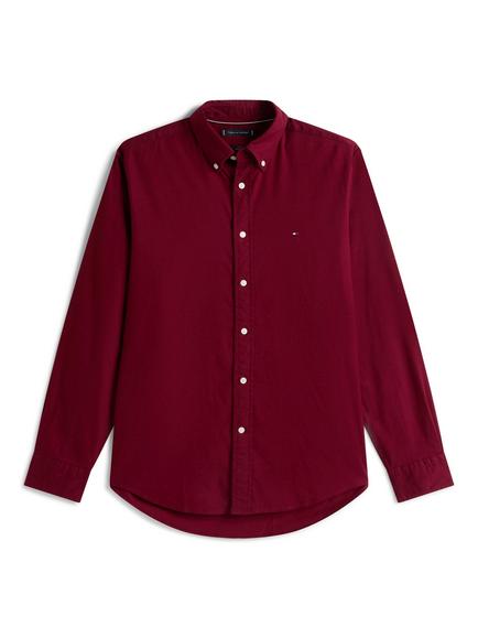 Tommy Hilfiger Cotton Blend Flannel Long Sleeve Collar Shirt - view 2, Deep Rouge