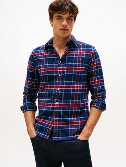 Tommy Hilfiger Hero Cotton Tartan Long Sleeve Shirt, Preppy Navy